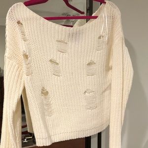 White ripped style sweater